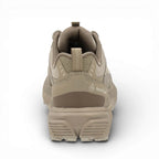 Beige sneaker with brand logo on a white background