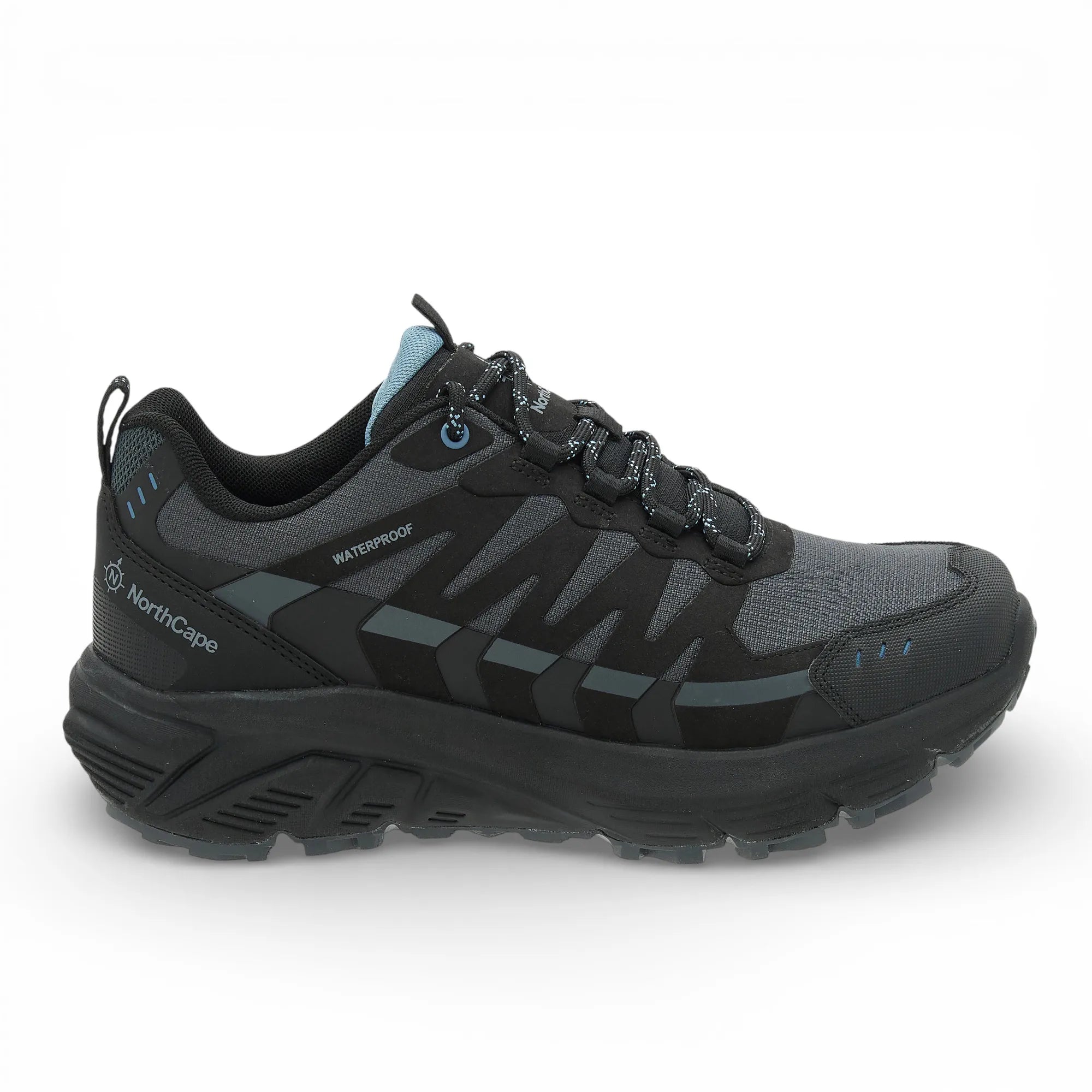 Black and gray hiking shoe with 'NorthCape' branding on a white background