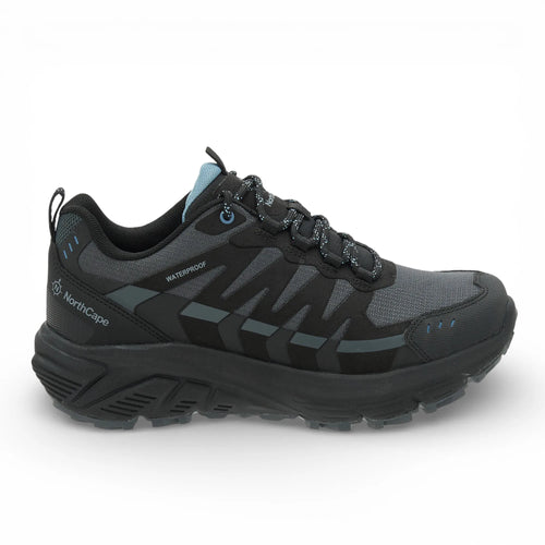 Black and gray hiking shoe with 'NorthCape' branding on a white background